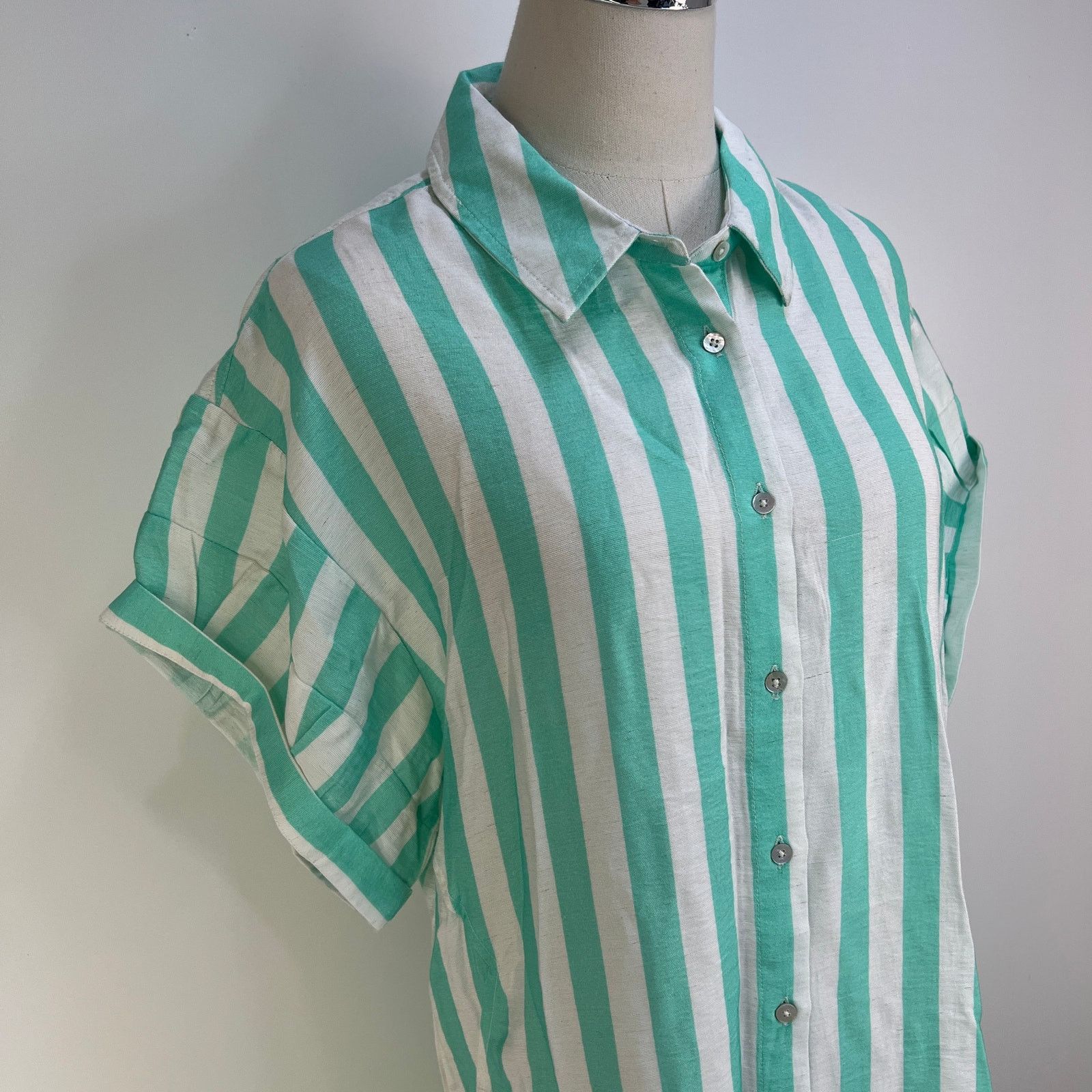 Other Never A Wallflower Aster Short Sleeve Shirt Dress Stripes Size M / US 6-8 / IT 42-44 - 2 Thumbnail