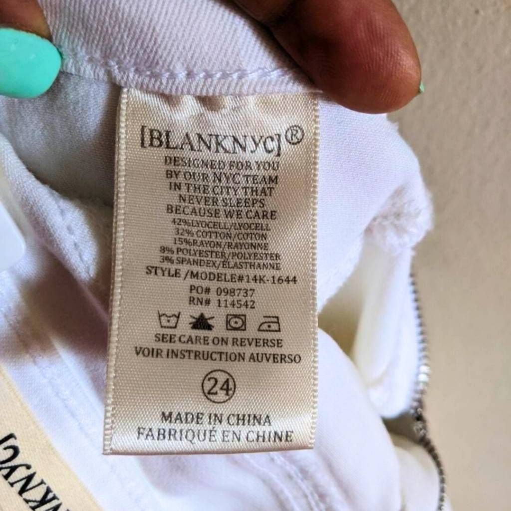 BLANKNYC Blank NYC White Skinny Jeans 24 NWT High Rise Ankle Raw Fray Size 24" / US 00 / IT 34 - 6 Thumbnail
