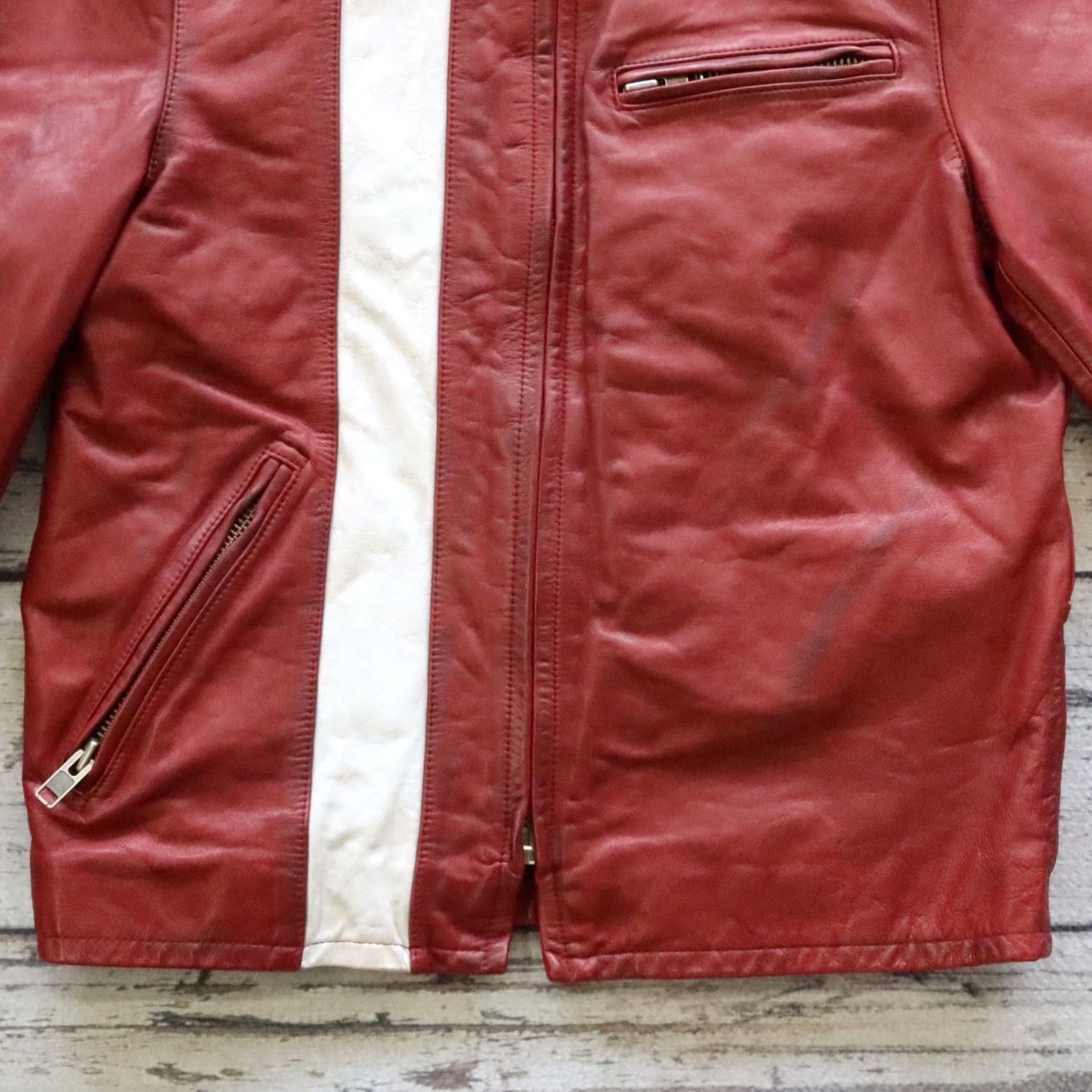 Gap Vintage Gap Jacket Size M RED Leather Cafe Racer Motorcycle Size US M / EU 48-50 / 2 - 3 Thumbnail