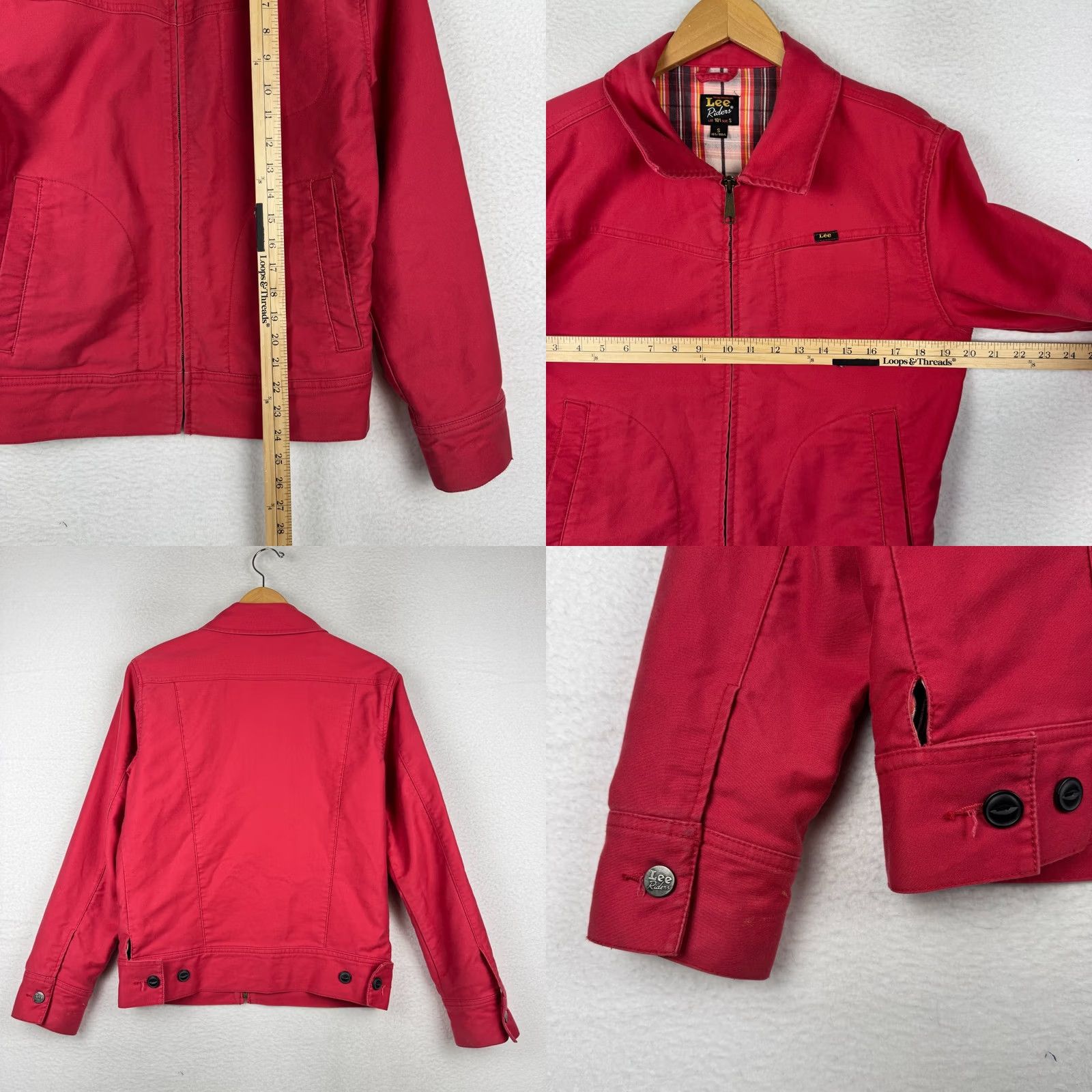 Lee VINTAGE Lee Riders Women's Small Pink/Faded Red Full Zip Flannel Lined Jacket Size S / US 4 / IT 40 - 8 Thumbnail