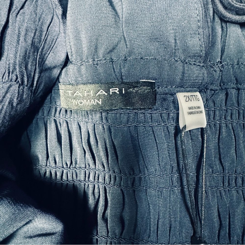Elie Tahari NWT New $118 Tahari Smocked Waist Crinkle Maxi Navy Dress S Size XXL / US 16-18 / IT 52-54 - 6 Thumbnail