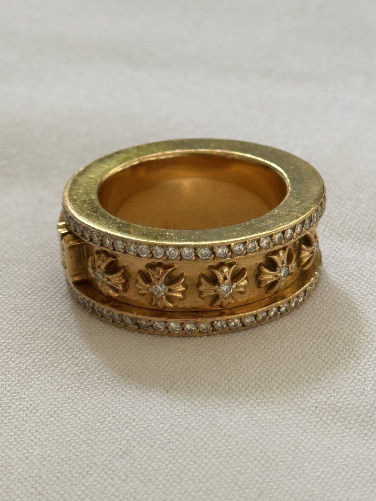 Chrome Hearts 1/1 SPINNING MECHANISM 22K GOLD DIAMOND F*** You RING Size ONE SIZE - 3 Thumbnail