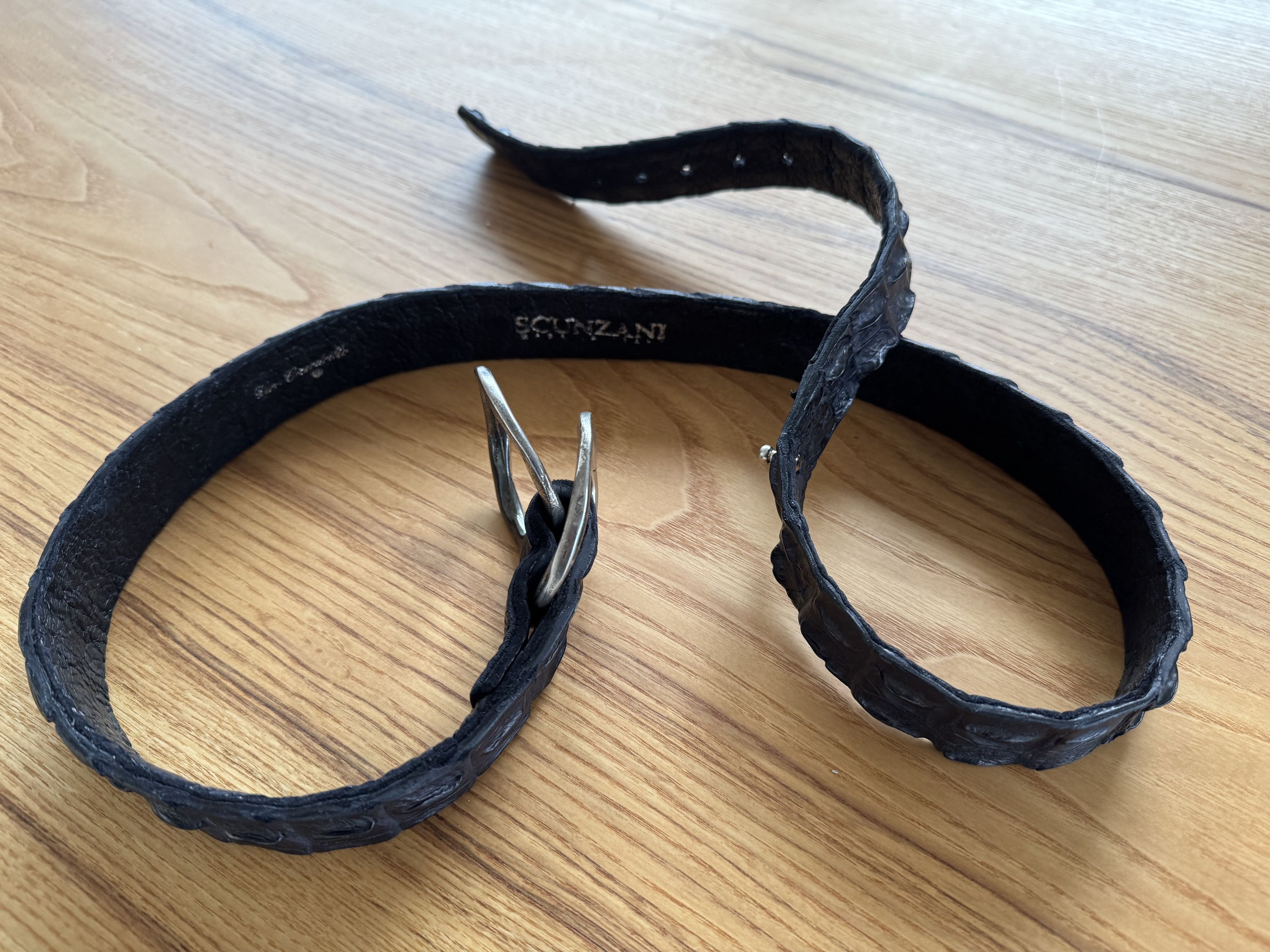 Other Scunzani Crocodile Leather Belt Black Size ONE SIZE - 3 Thumbnail