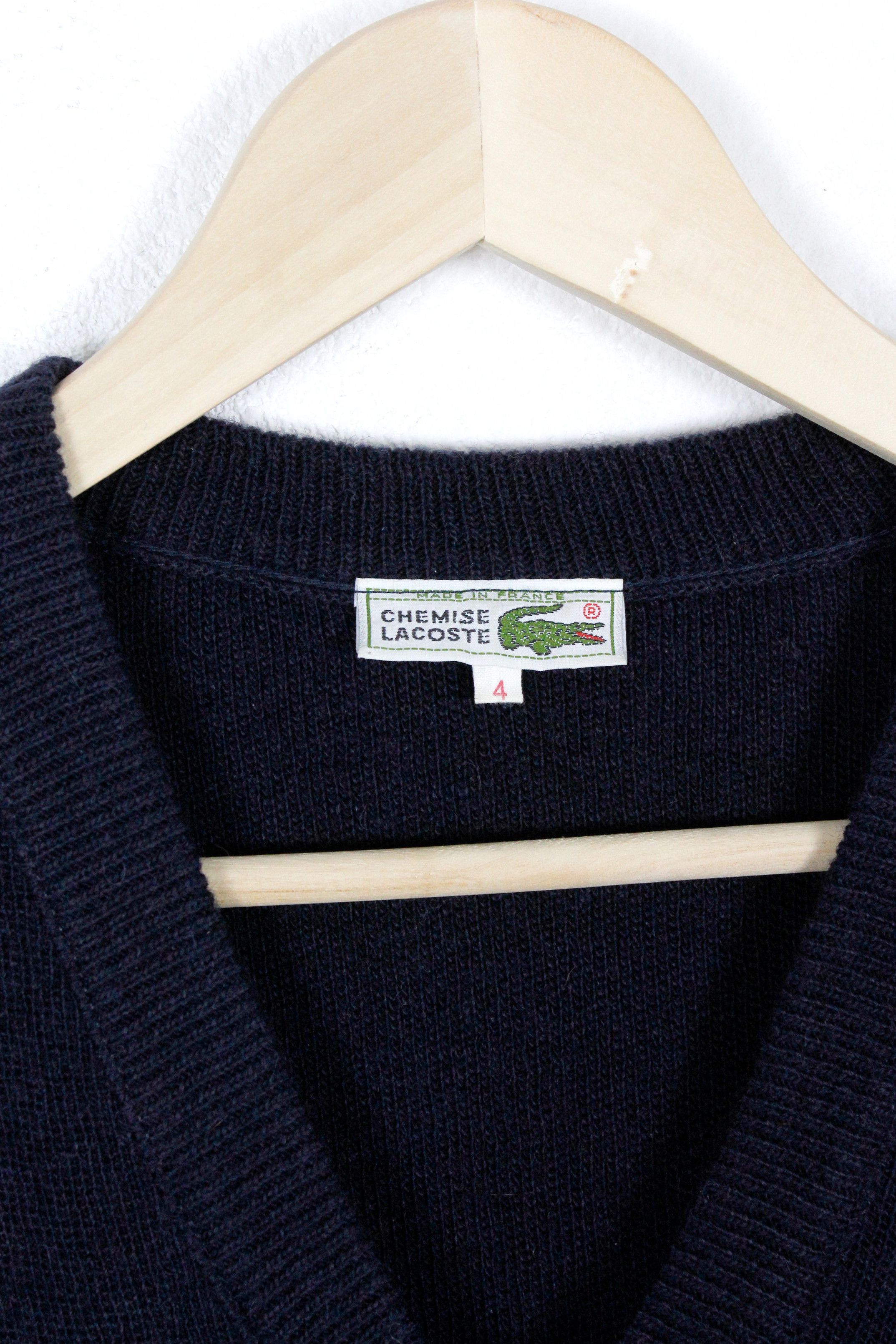 Lacoste × Vintage Vintage Lacoste Croc Logo Navy Wool Sweater 90s Size US XL / EU 56 / 4 - 3 Thumbnail