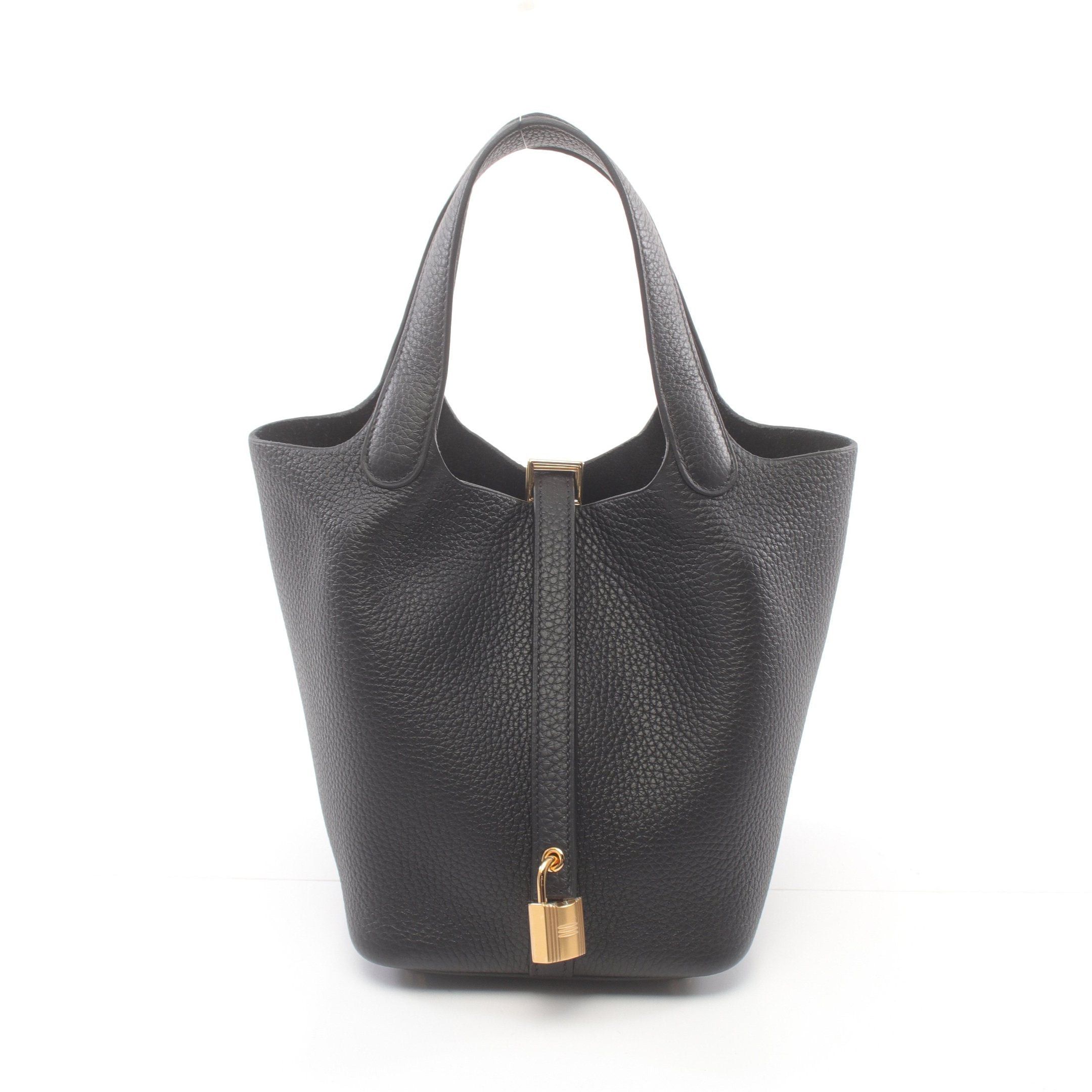 Hermes Hermes Picotan Lock Pm Handbag Clemence Leather Black Gold Hardware Double Engraved Size ONE SIZE - 1 Thumbnail
