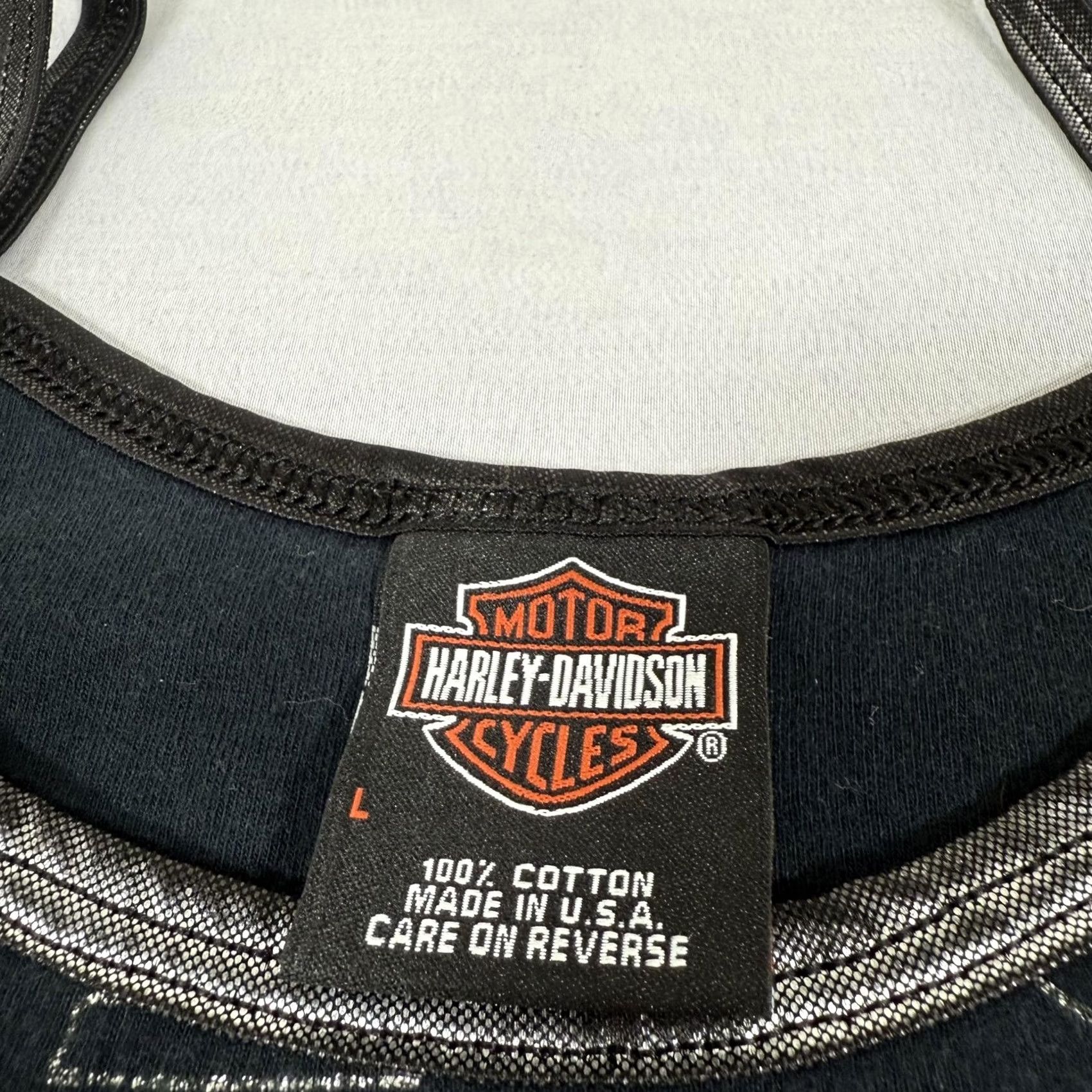 Harley Davidson Harley-Davidson Tank Womens Large Black All Over Print Vintage 90s Y2K Shirt Size L / US 10 / IT 46 - 5 Thumbnail