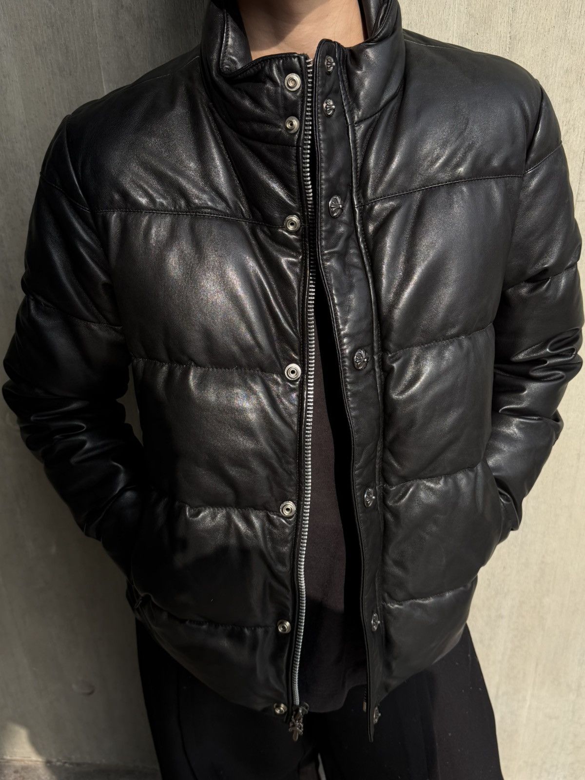 Chrome Hearts Black Leather Down Jacket Size US S / EU 44-46 / 1 - 2 Thumbnail