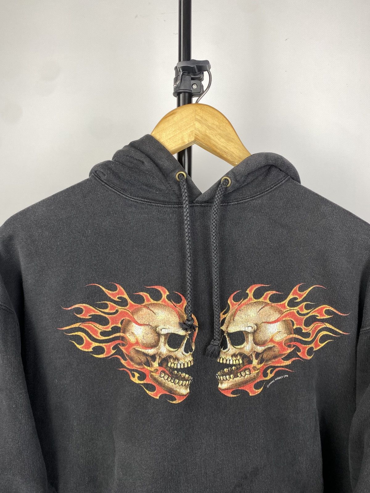 Japanese Brand × Vintage Vintage 90s Y2K Faded Flame Skull Spiral Hoodie Size US S / EU 44-46 / 1 - 2 Thumbnail