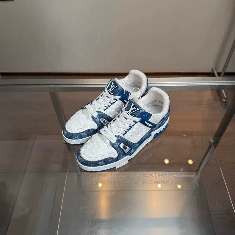 Louis Vuitton Louis Vuitton Trainer White and Blue Denim shoes Size US 9 / EU 42 - 1 Thumbnail
