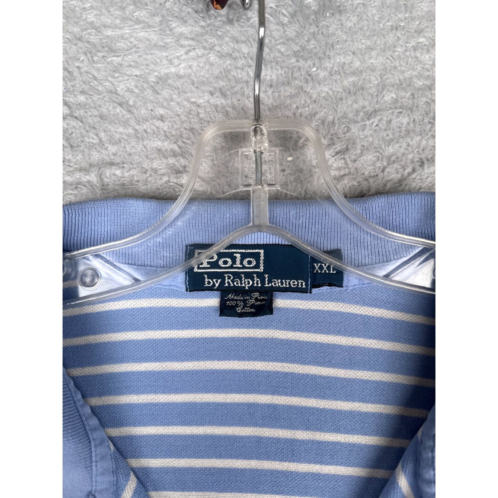 Ralph Lauren VTG Ralph Lauren Polo Shirt Men 2XL Blue Stripe Short Sleeve Cotton READ Size US XXL / EU 58 / 5 - 7 Thumbnail