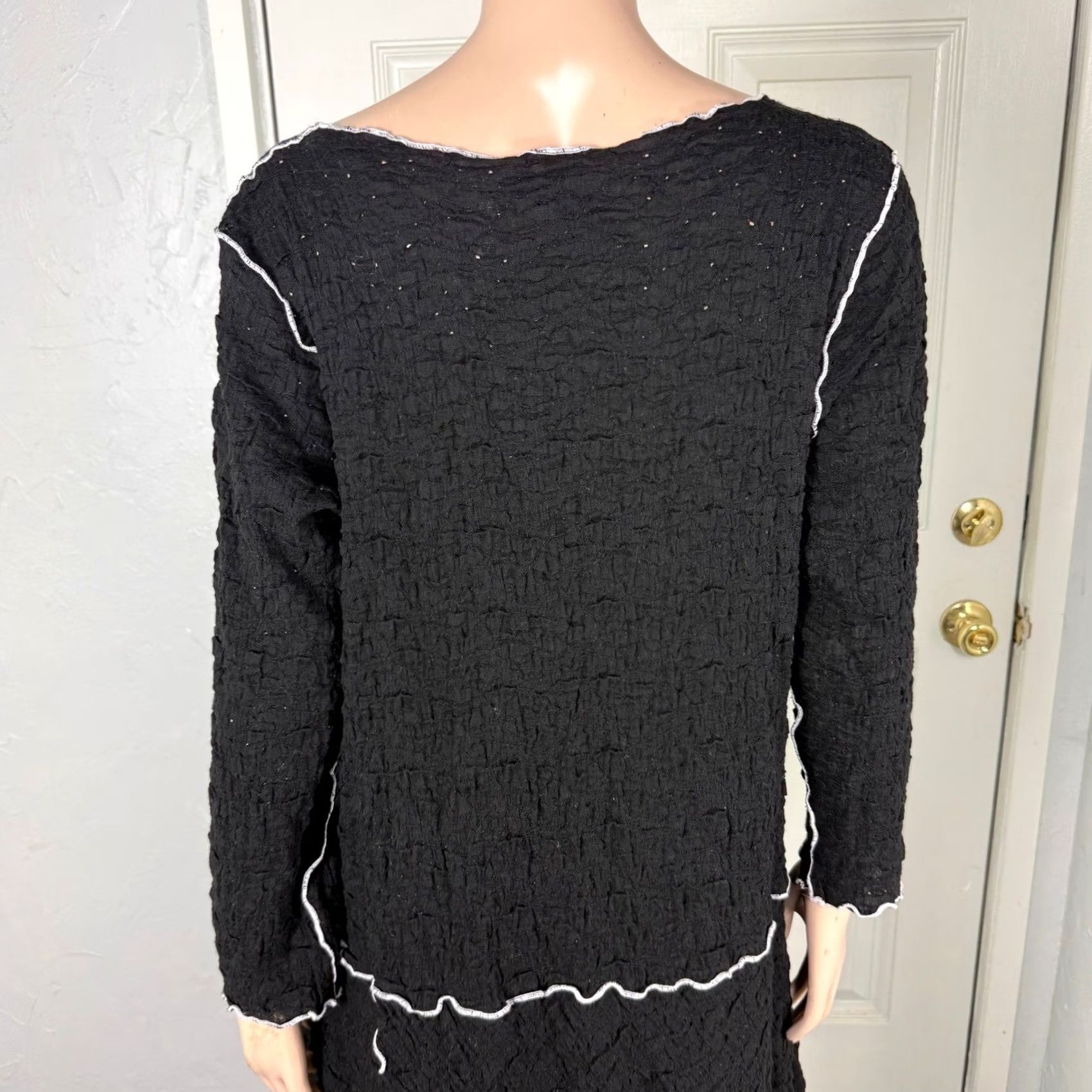 Vintage Noblu Dress Mini Black Cotton Knit Long Sleeve Scoop Neck Casual Womens M Lagelook Vintage No Size M / US 6-8 / IT 42-44 - 5 Thumbnail