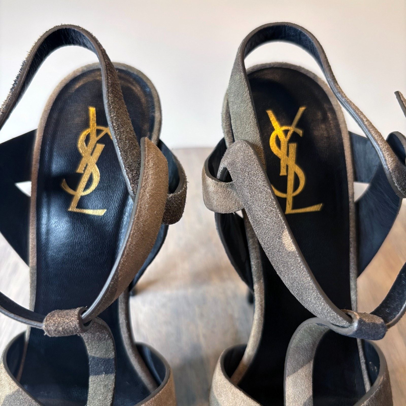 Saint Laurent Paris Yves Saint Laurent Camo Green Suede Tribute Heels Size 7.5 Size US 7.5 / IT 37.5 - 9 Thumbnail