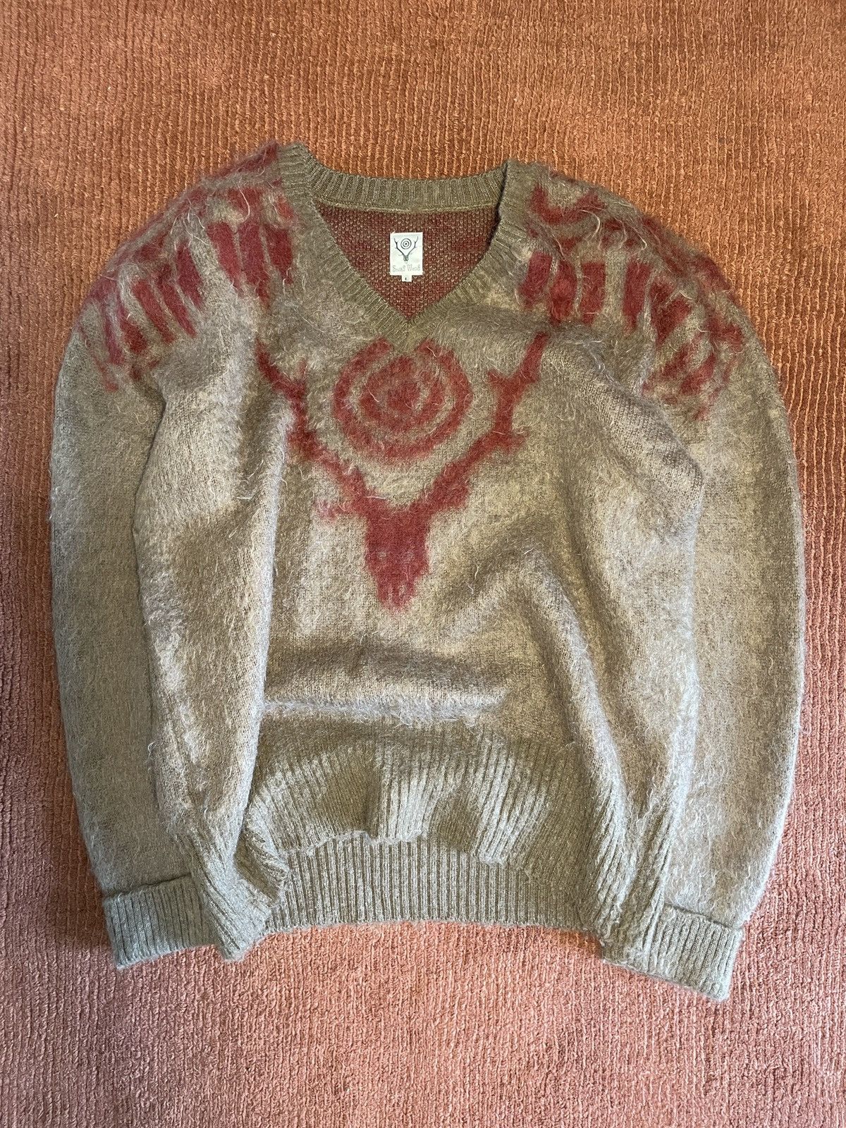 image of Archival Clothing x South2 West8 Nordic Mohair Sweater in Brown, Men's (Size Large)