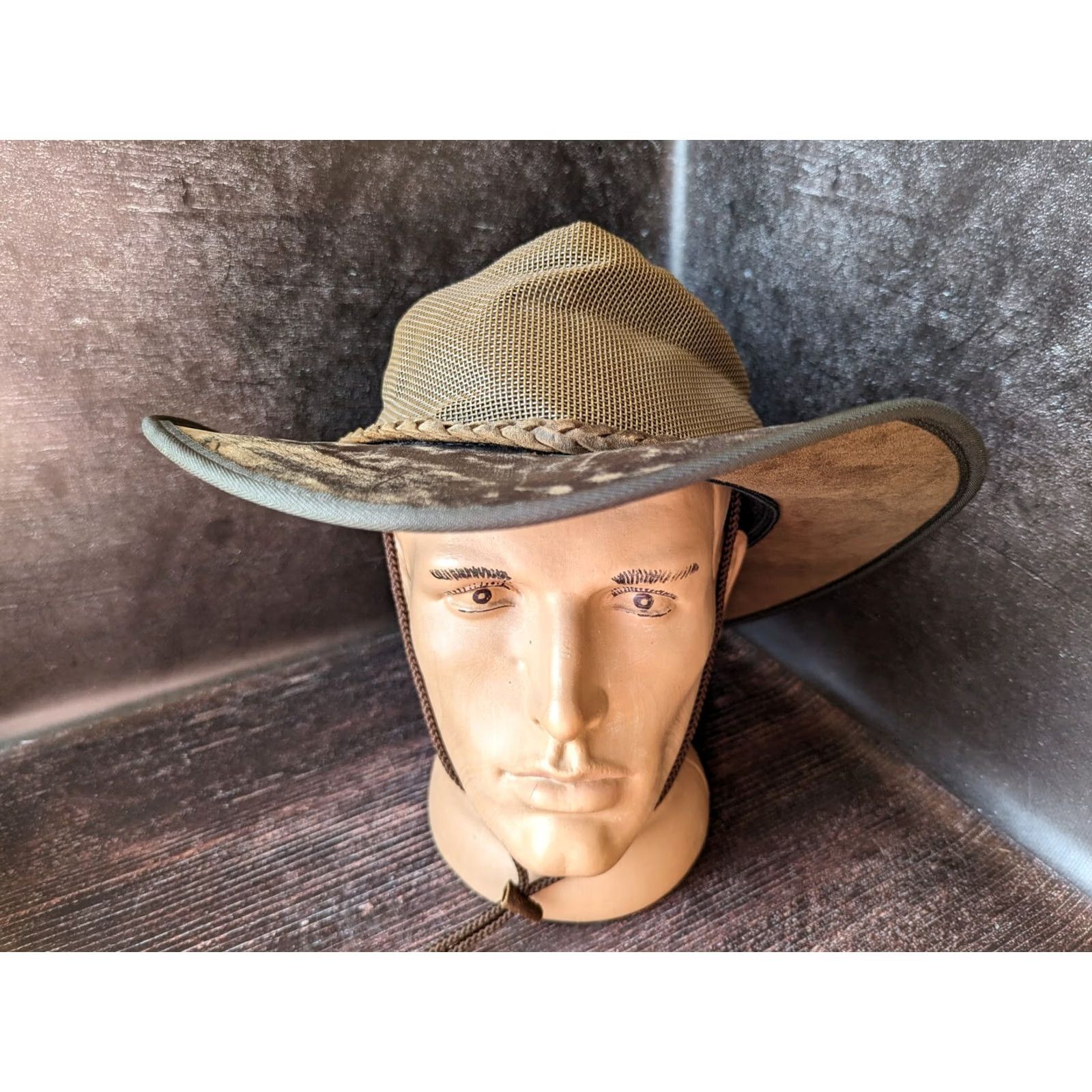 KangaROOS Barmah Australia Cowboy Leather Hat Size XXL Men Brown Kangaroo Leather Barmah Cowboy Hat Western Theme Wool? Size ONE SIZE - 2 Thumbnail