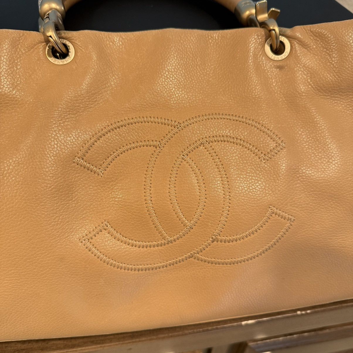 Chanel CHANEL Shopper Tote Bag Beige Grained Calfskin Handbag w/Box Size ONE SIZE - 3 Thumbnail
