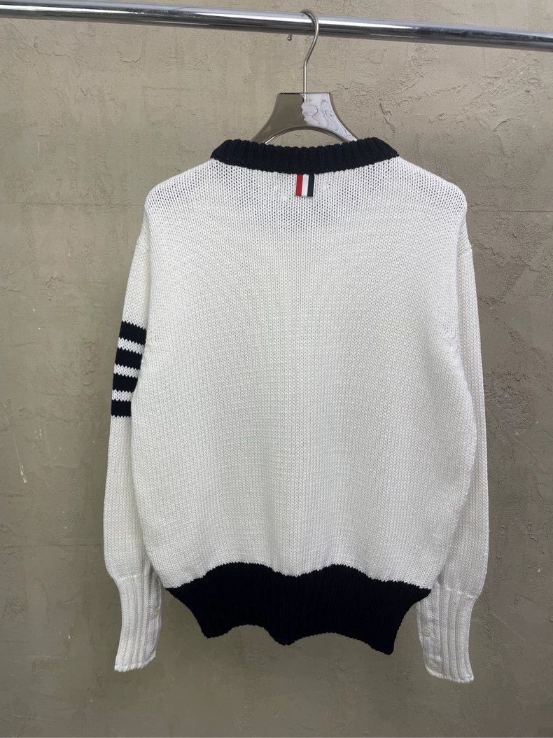 Thom Browne Thom browne White pocket striped twill round-neck knitted s Size US M / EU 48-50 / 2 - 2 Thumbnail