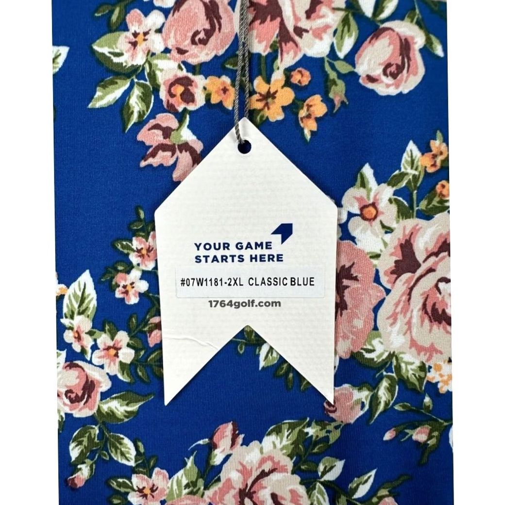 Vintage VINTAGE 1764 Golf Shirt Adult 2XL Blue Floral Polo Rugby Stretch Short Sleeve Mens NEW Size US XXL / EU 58 / 5 - 5 Thumbnail