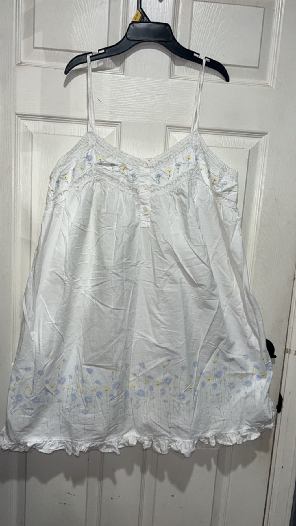 Other Vintage Gilligan & O'Malley Nightie XXL White Blue Floral Size ONE SIZE - 1 Thumbnail