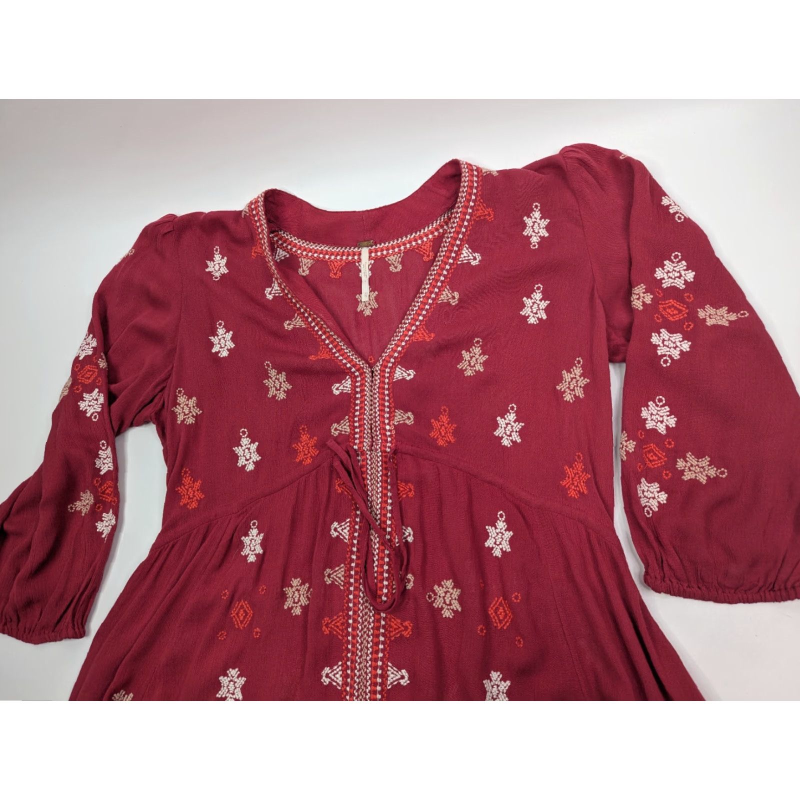 Free People Free People Stargazer Embroidered Mini Dress Women XS Red Bohemian Size XS / US 0-2 / IT 36-38 - 6 Thumbnail