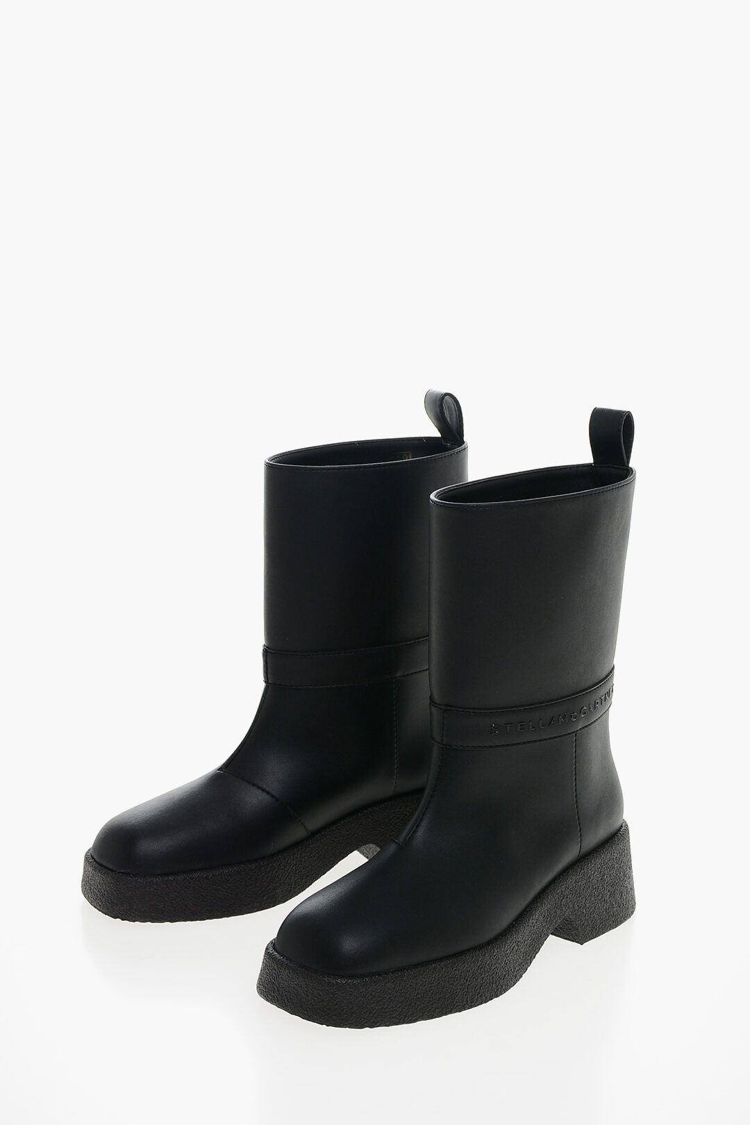 Stella McCartney og1mm0824 Ecol-Leather Wide Leg Booties in Black Size US 7 / IT 37 - 2 Thumbnail