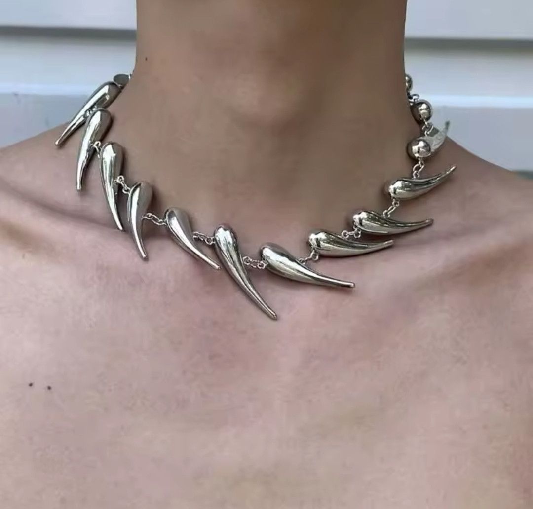Jewelry Rivet chain choker necklace water drop Size ONE SIZE - 2 Thumbnail
