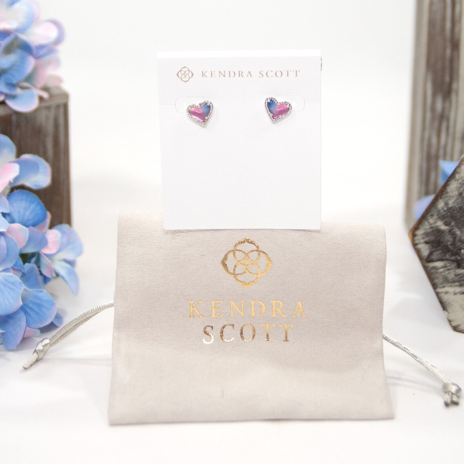Kendra Scott Kendra Scott Ari Ombre Illusion Heart Rhodium Stud Earrings Size ONE SIZE - 2 Thumbnail