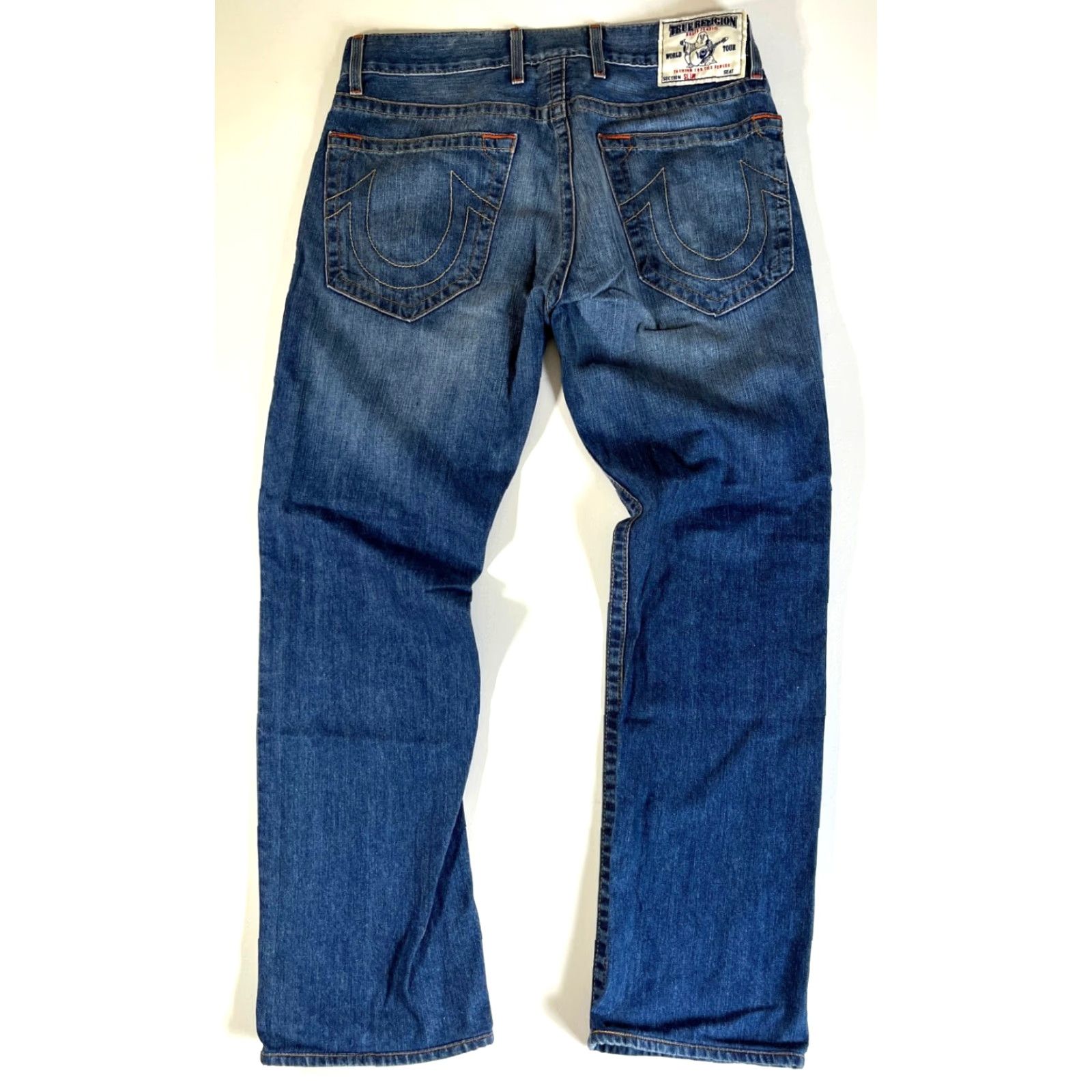 True Religion True Religion Jeans Slim Straight Leg Men's 33x32 Blue Denim Made in USA Regular 5-Pocket Pockets City USA Classic 90s Size US 33 - 2 Thumbnail