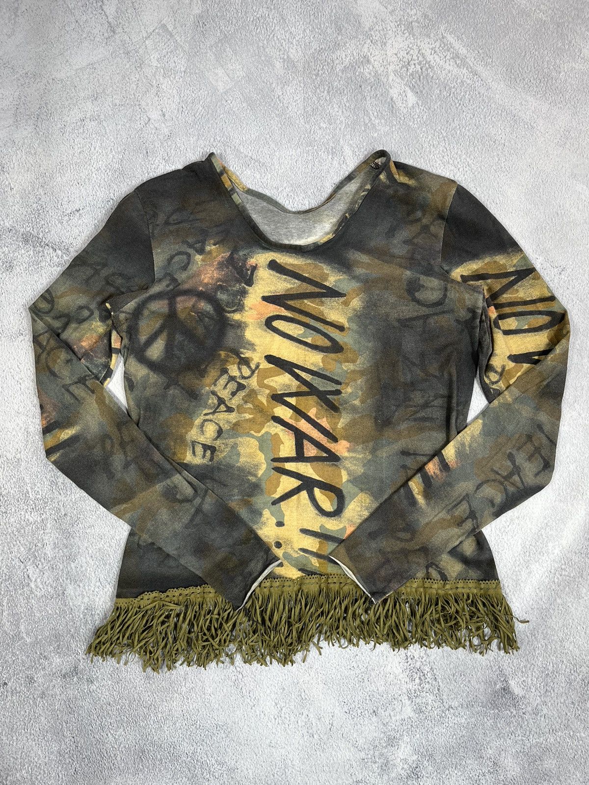 Vintage Vintage Y2K Japanese No War long sleeve blouse tee Size L / US 10 / IT 46 - 1 Thumbnail