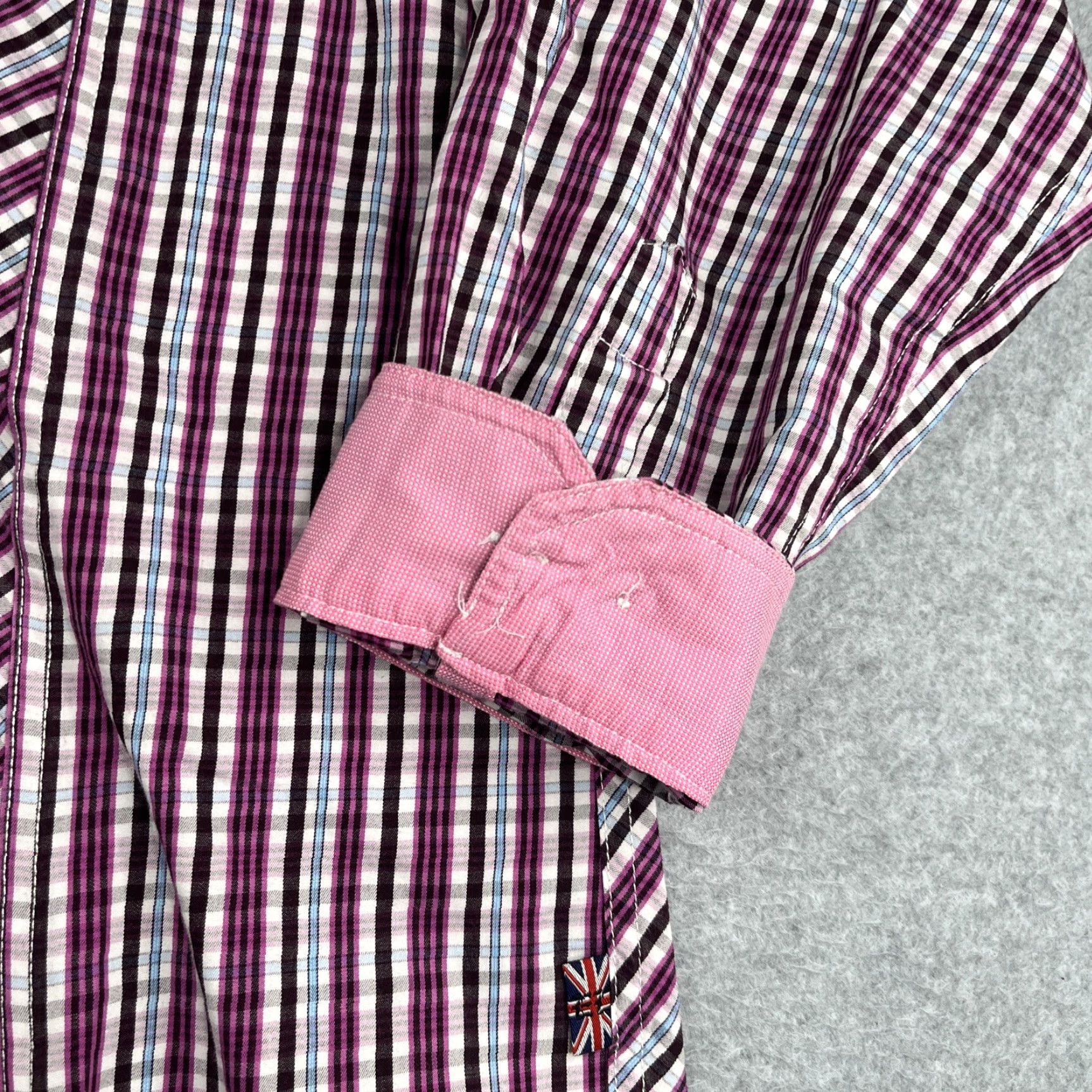 English Laundry English Laundry Shirt Large Purple Striped Flip Cuff Button Up Long Sleeve Mens Size US L / EU 52-54 / 3 - 2 Thumbnail