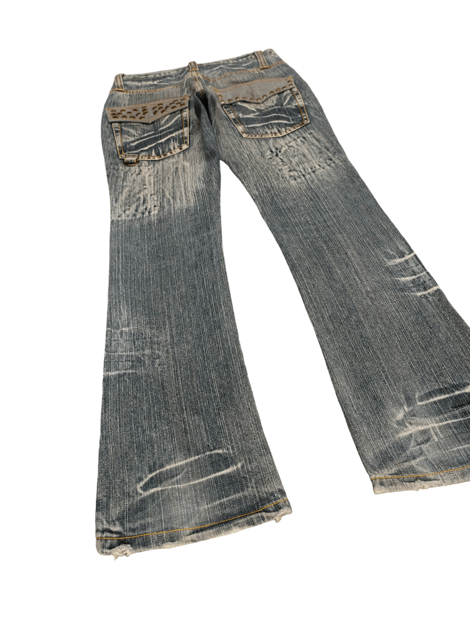 If Six Was Nine Flare Jeans FS Studded Distress Faded Boot Cut Y2k Mudmax Size US 30 / EU 46 - 13 Thumbnail