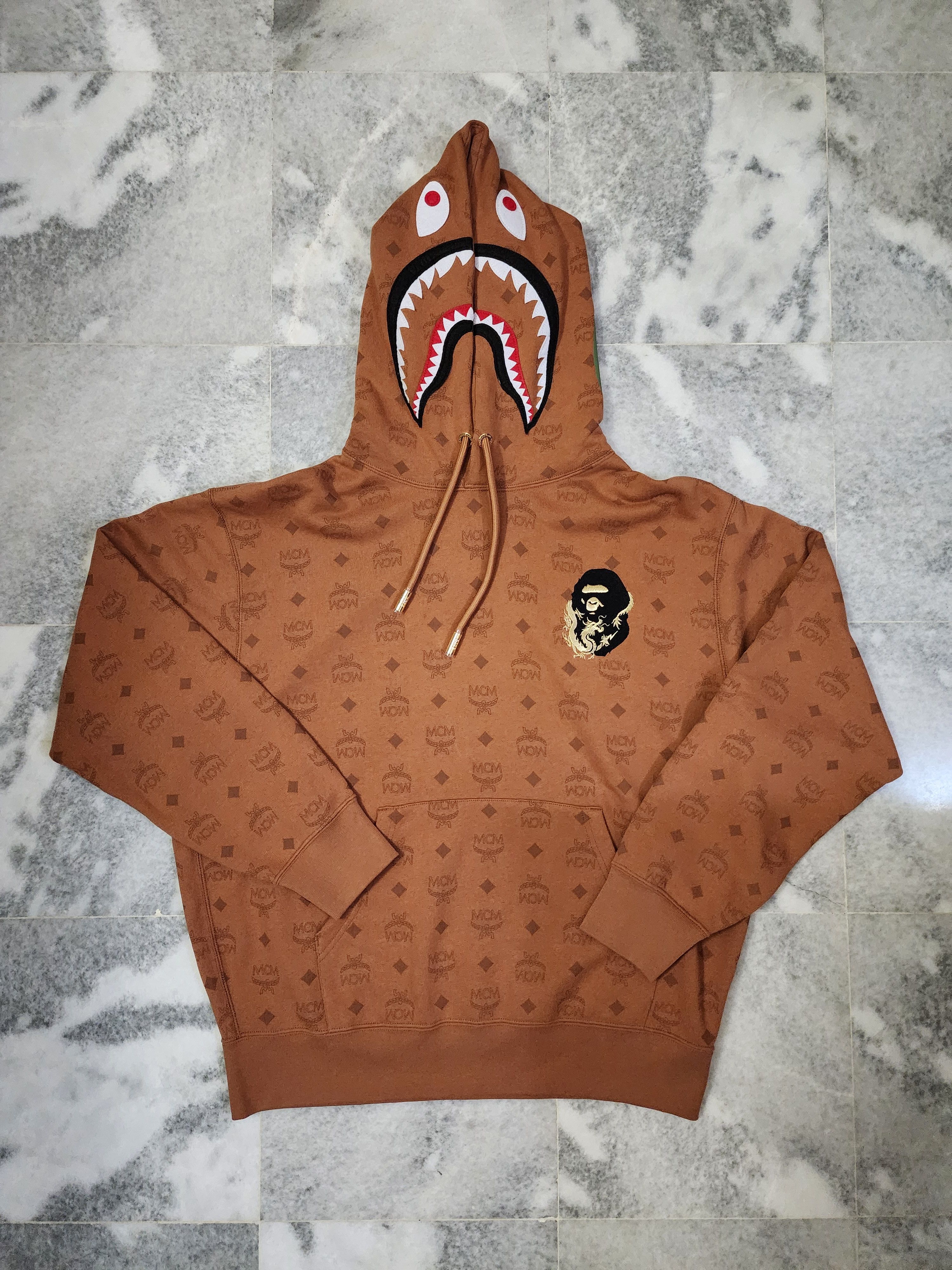 [MCM]★MCM x BAPE Monogram Shark Hoodie Small MCM x BAPE Monogram Shark Hoodie Black | MCM ®JP