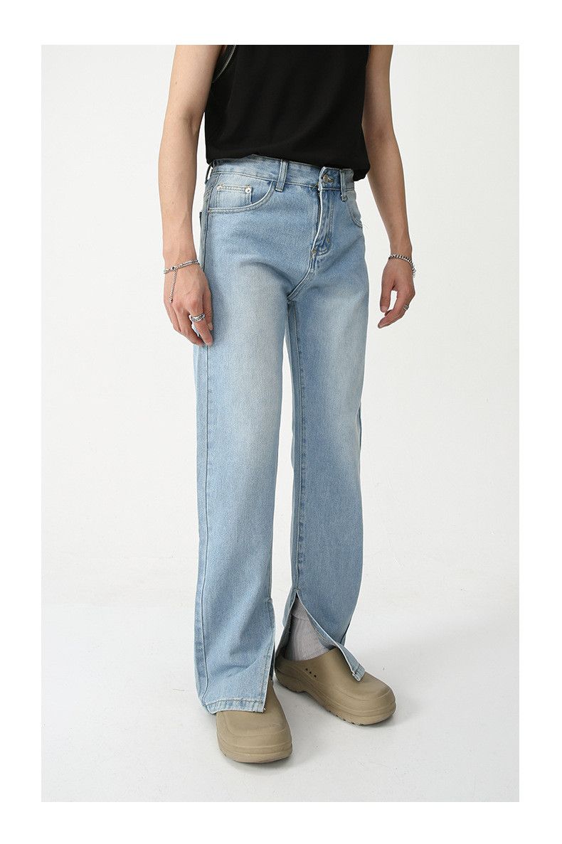 Japanese Brand Japanese retro light blue split slim jeans Size US 32 / EU 48 - 4 Thumbnail