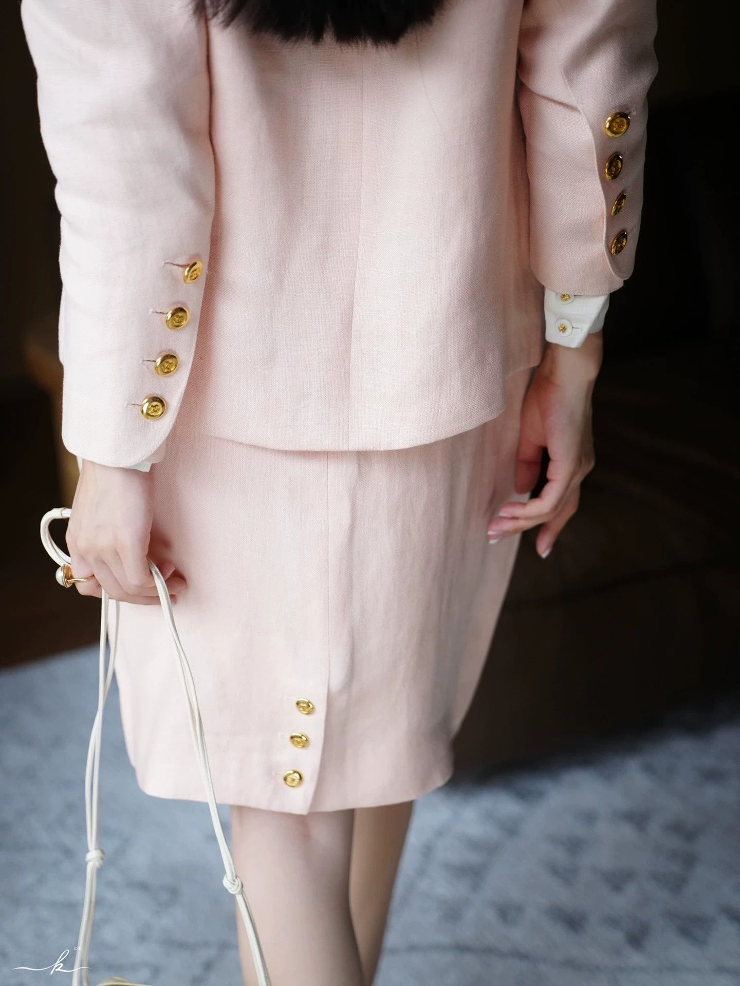 Chanel Chanel 1989 Vintage Peach Pink Linen Suit Skirt Set Women's L Size L / US 10 / IT 46 - 7 Thumbnail