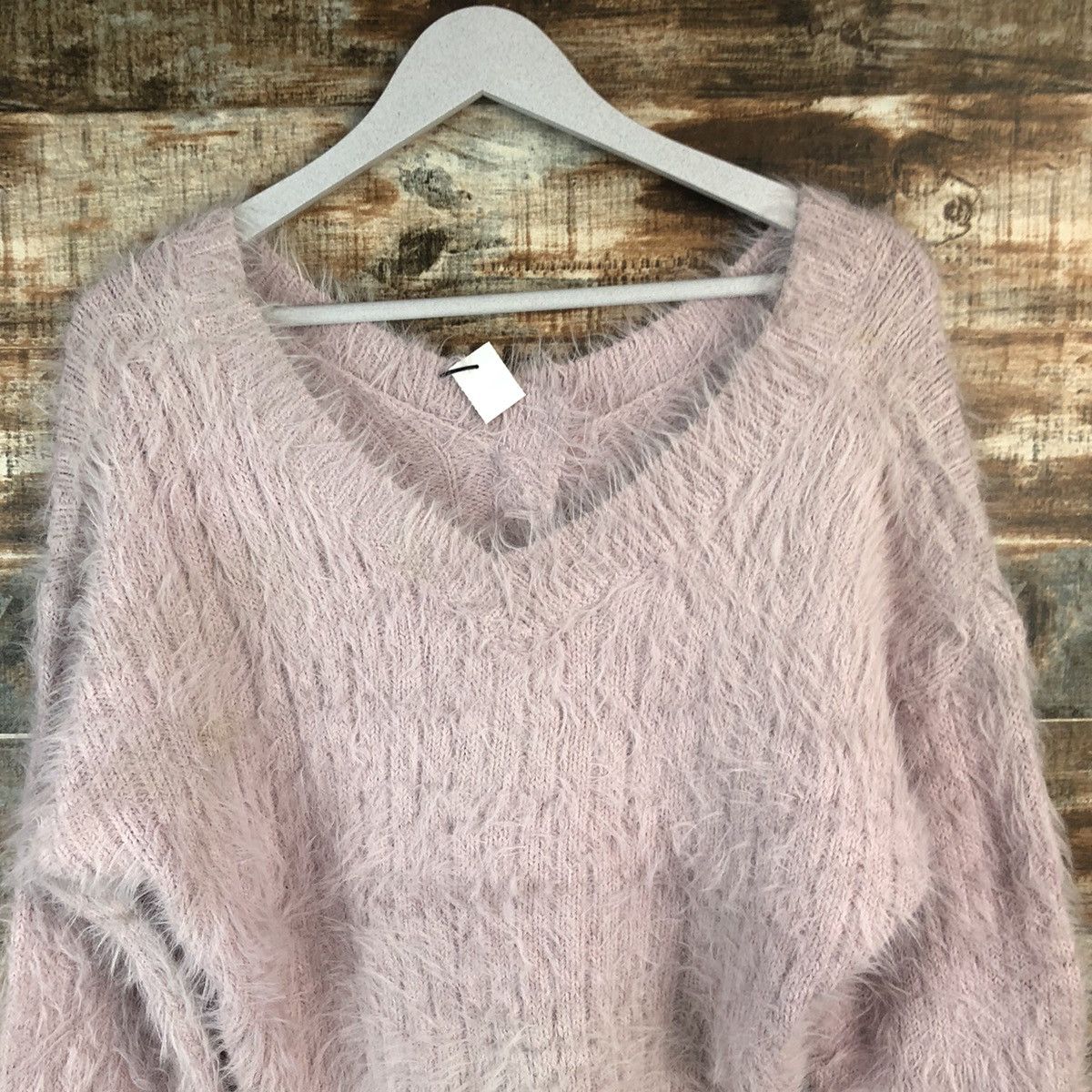 Japanese Brand DL Ingni Pink Mohair shaggy fur Knitwear #C396 Size M / US 6-8 / IT 42-44 - 5 Thumbnail