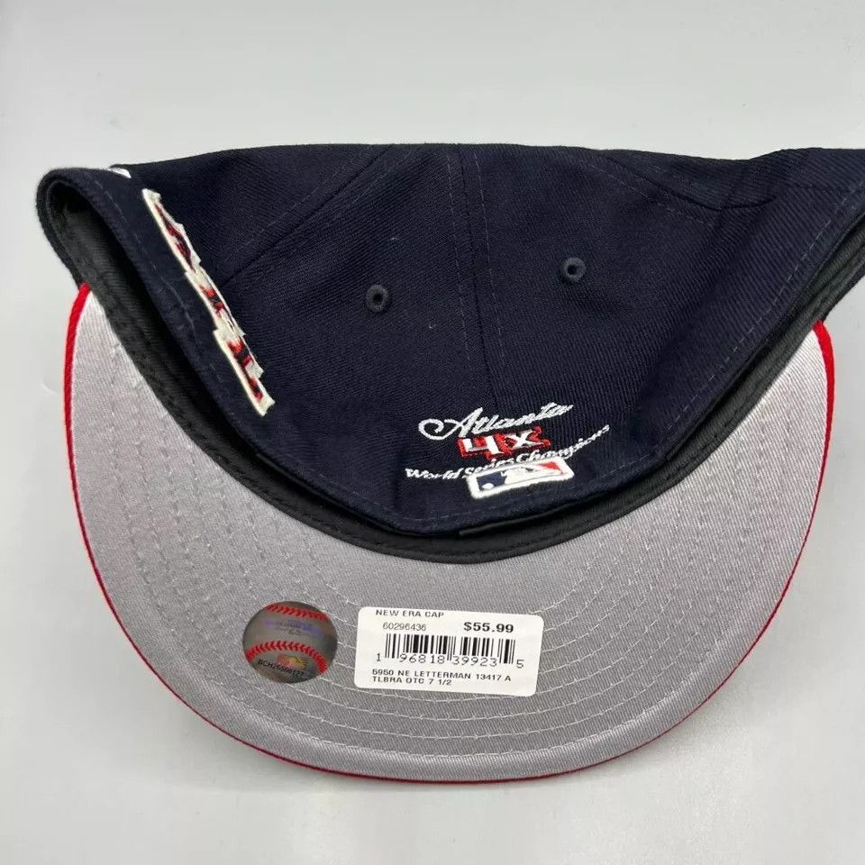 New Era Atlanta Braves Hat Men 7 1/2 4X World Series Champ Fitted Size ONE SIZE - 6 Thumbnail