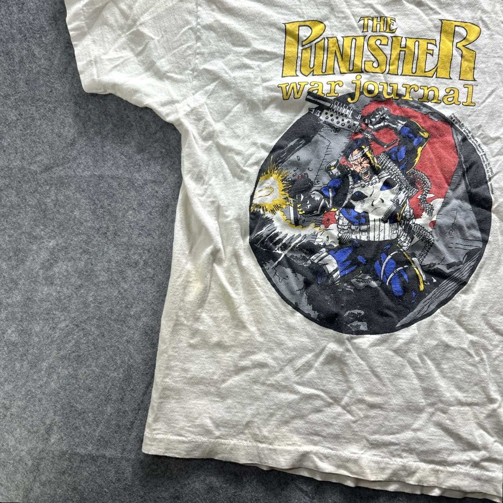 Lee VINTAGE The Punisher Shirt Mens Large White 1990 Comics Jersey Cotton T-Shirt Caped War Journal Punk? Size US L / EU 52-54 / 3 - 5 Thumbnail