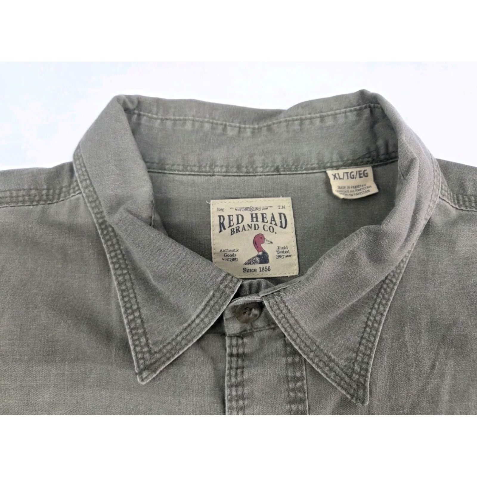 Vintage Redhead Mens Short Sleeve Button-Up Shirt Green XL Cotton Solid 8662 Size US XL / EU 56 / 4 - 3 Thumbnail
