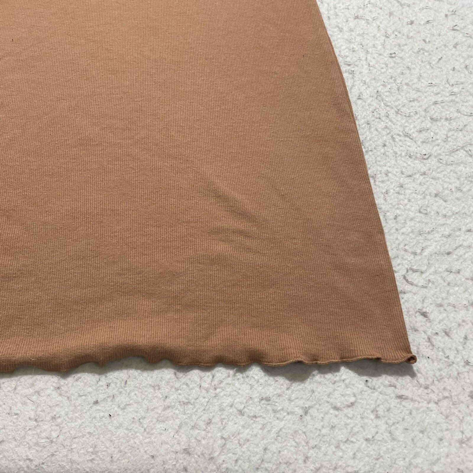 Nordstrom Abound Lettuce Edge Mini Dress Tan Ruched Organic Cotton Size M / US 6-8 / IT 42-44 - 3 Thumbnail