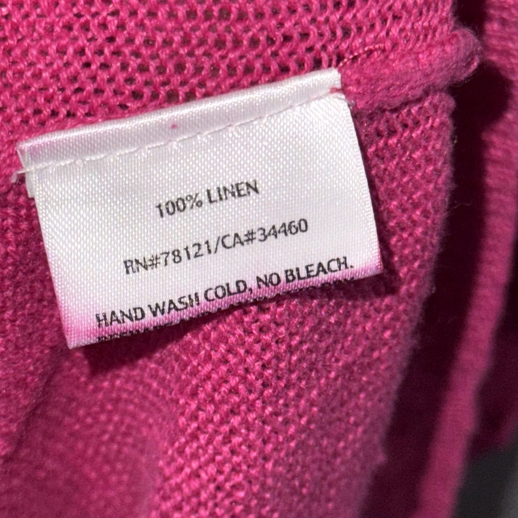 Eileen Fisher VINTAGE Eileen Fisher Sweater Womens Large Magenta Linen V-Neck Dolman Short Sleeve Size L / US 10 / IT 46 - 4 Thumbnail