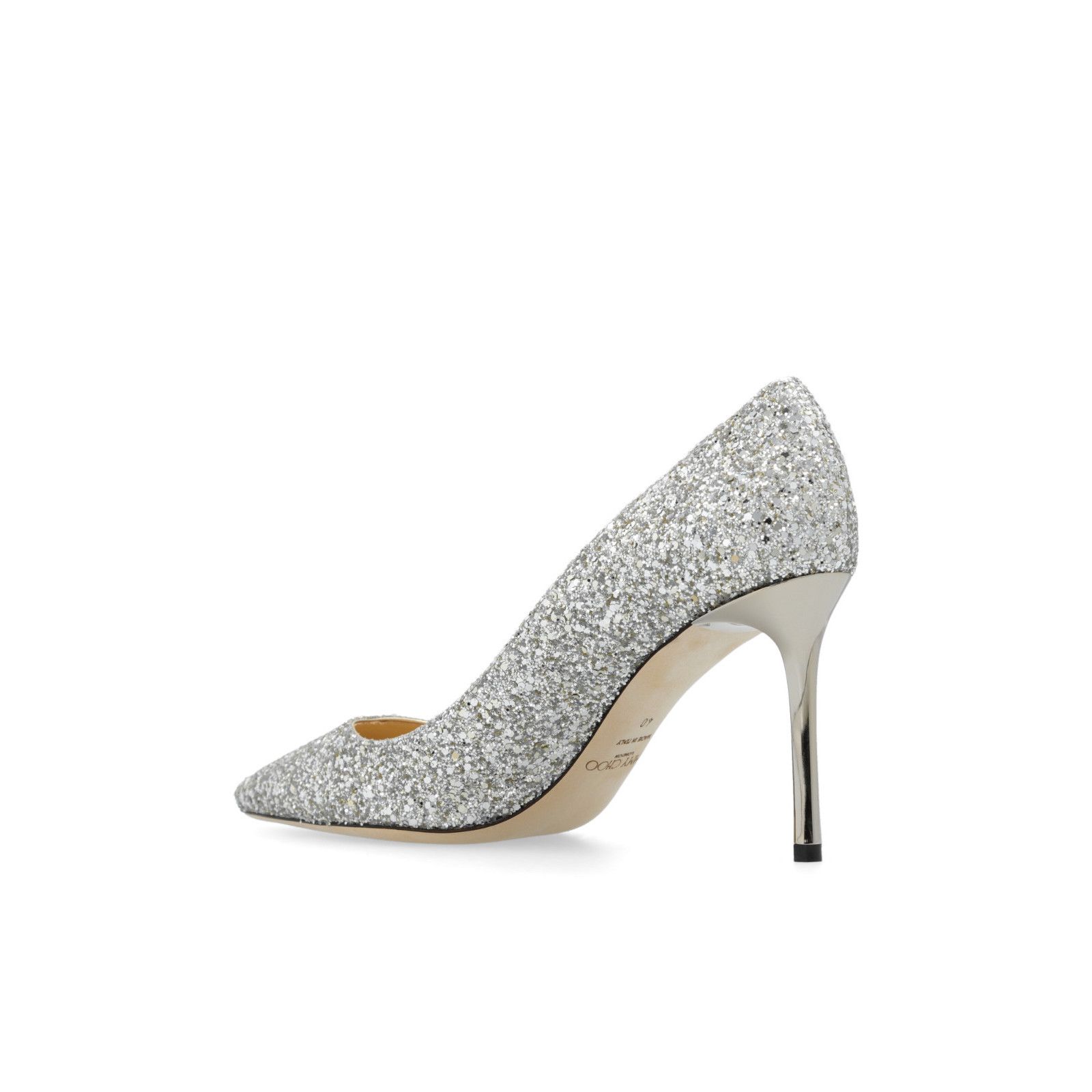 Jimmy Choo JIMMY CHOO 'Romy' Silver Glitter Pumps New & Authentic (Wome Size US 9 / IT 39 - 3 Thumbnail
