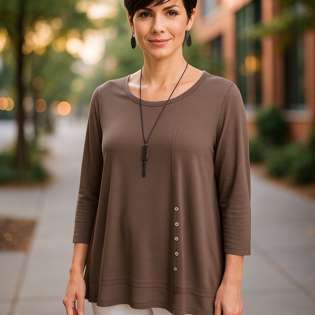 Other COMFY USA Stella Tunic Top Scoop Neck Button Sheer Hem M Size M / US 6-8 / IT 42-44 - 2 Thumbnail