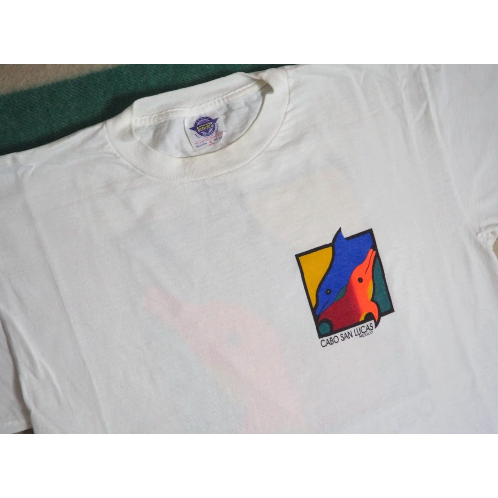 Vintage VINTAGE 90s Cabo San Lucas Mexico Dolphin Travel Graphic Print White Tee T-Shirt Mens L Size US L / EU 52-54 / 3 - 4 Thumbnail