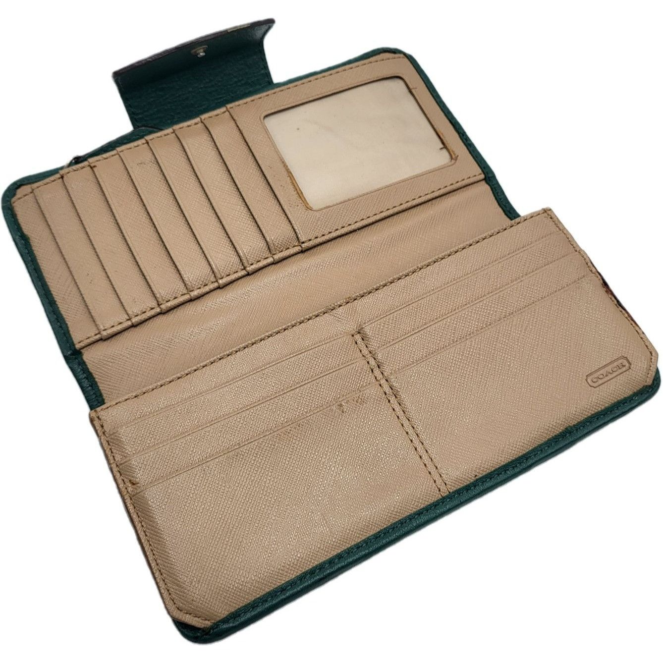 Coach Coach Ashley Khaki Green Dotted Signature C Leather Wallet Size ONE SIZE - 3 Thumbnail