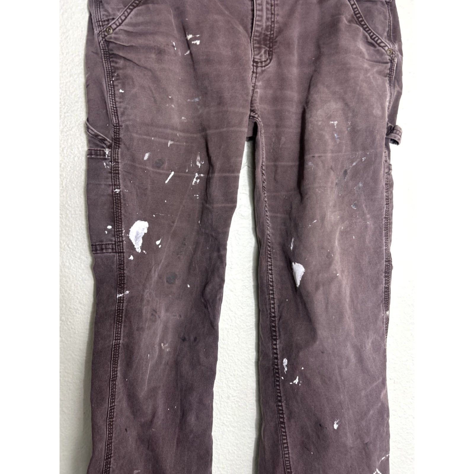 Carhartt Carhartt Original Fit Carpenter Utility Pants Womens 14 Brown 34x32 Paint Stains Size 36" / US 14 / IT 50 - 3 Thumbnail