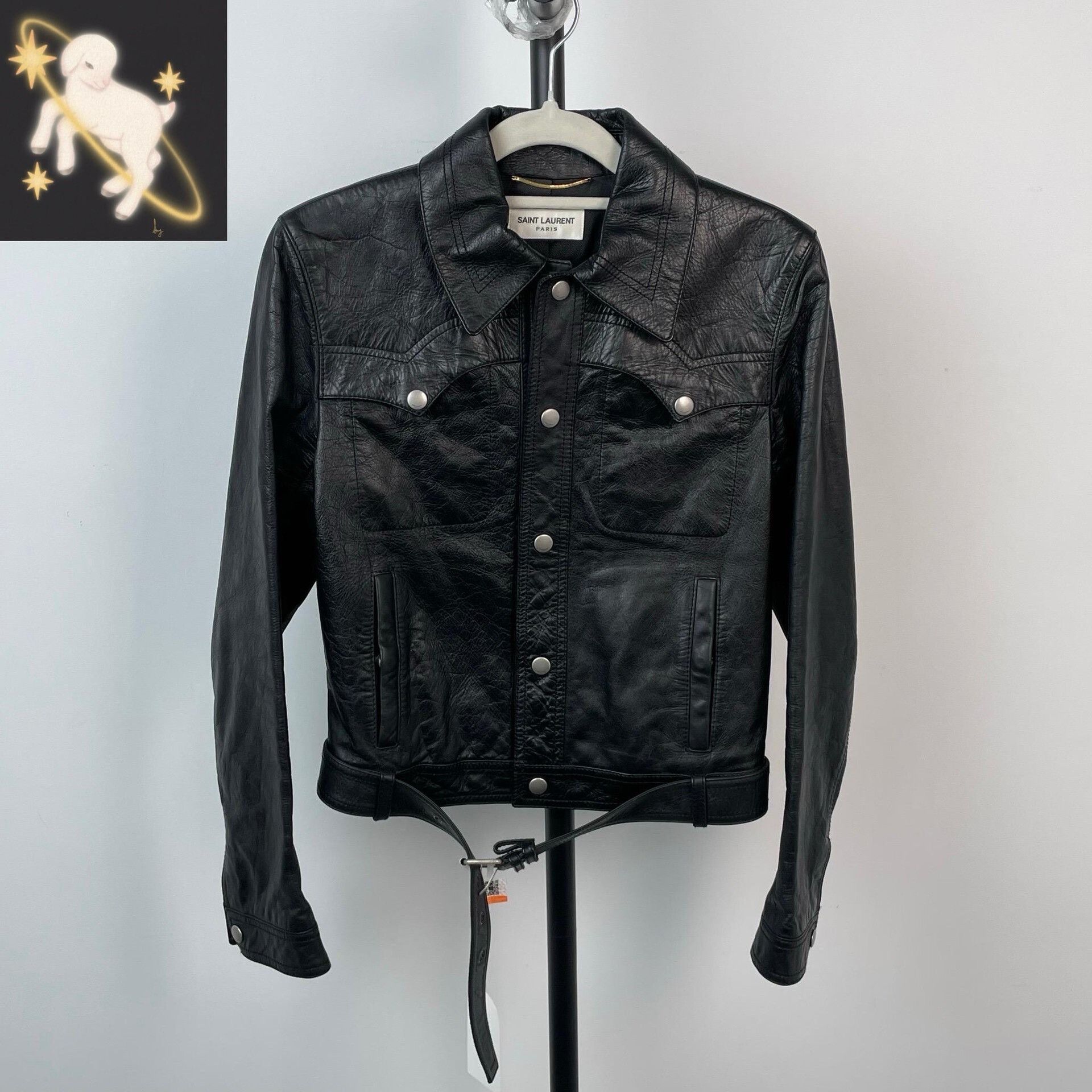Yves Saint Laurent YSL Black Biker Leather Jacket Size XS / US 0-2 / IT 36-38 - 1 Thumbnail