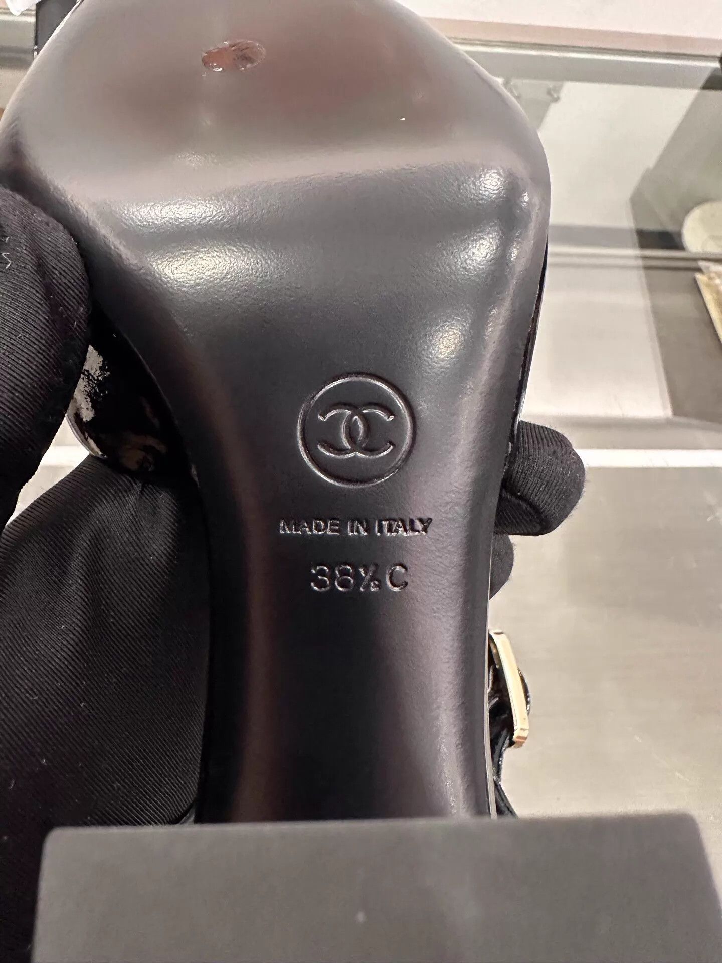 Chanel Chanel Women's Black Patent Leather Strappy Block Heel Pumps Size US 8 / IT 38 - 6 Thumbnail