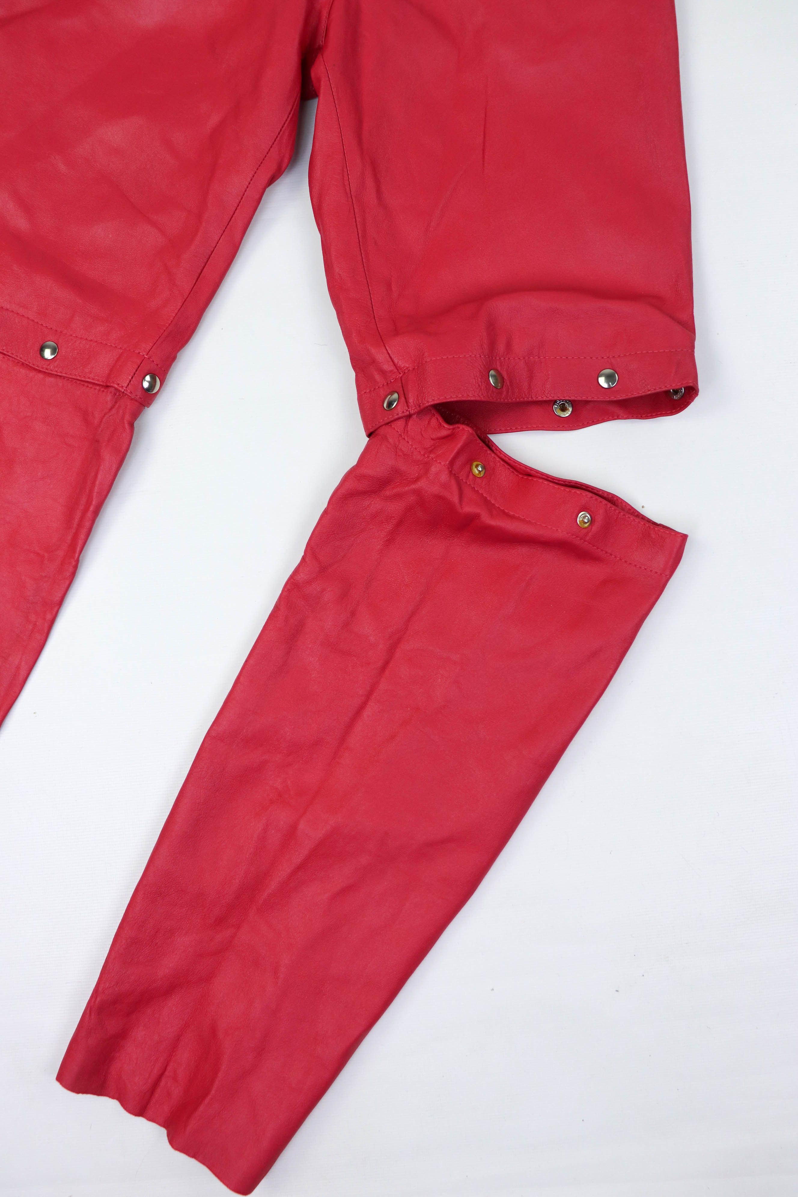 Vintage 80-90s Vintage Pink Soft Leather 2in1 Transform Pants Size 28" / US 6 / IT 42 - 10 Thumbnail