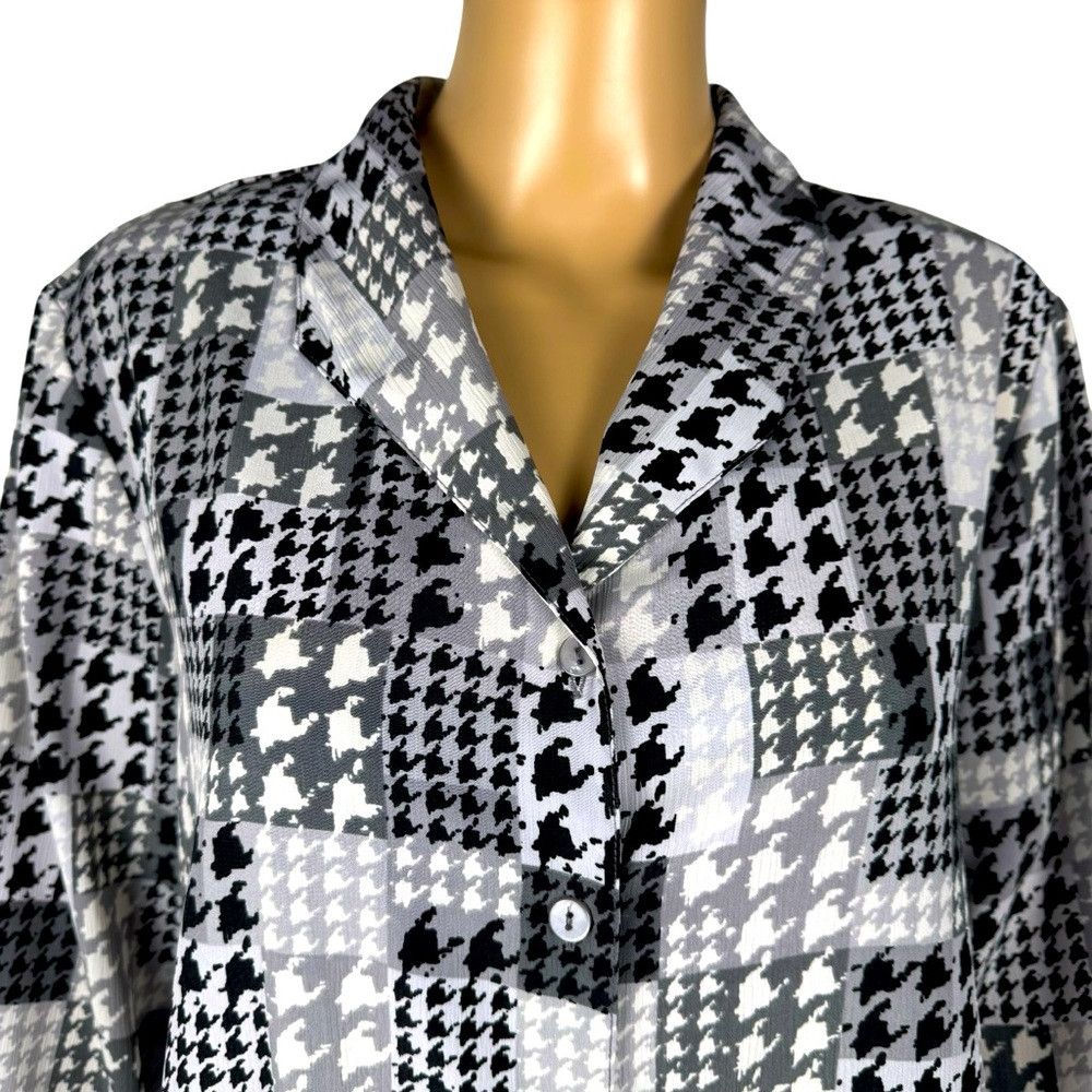 Other Vintage Alfred Dunner Houndstooth Long Sleeve Blouse Size 1 Size XL / US 12-14 / IT 48-50 - 2 Thumbnail