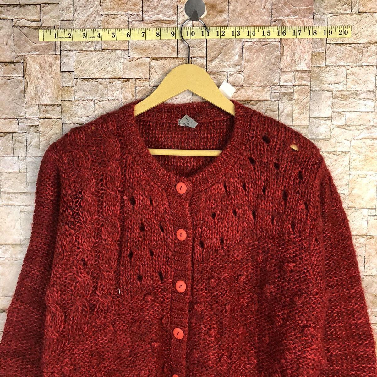 Japanese Brand Piele Red Patterned knitted Cardigan japan #A373 Size S / US 4 / IT 40 - 2 Thumbnail