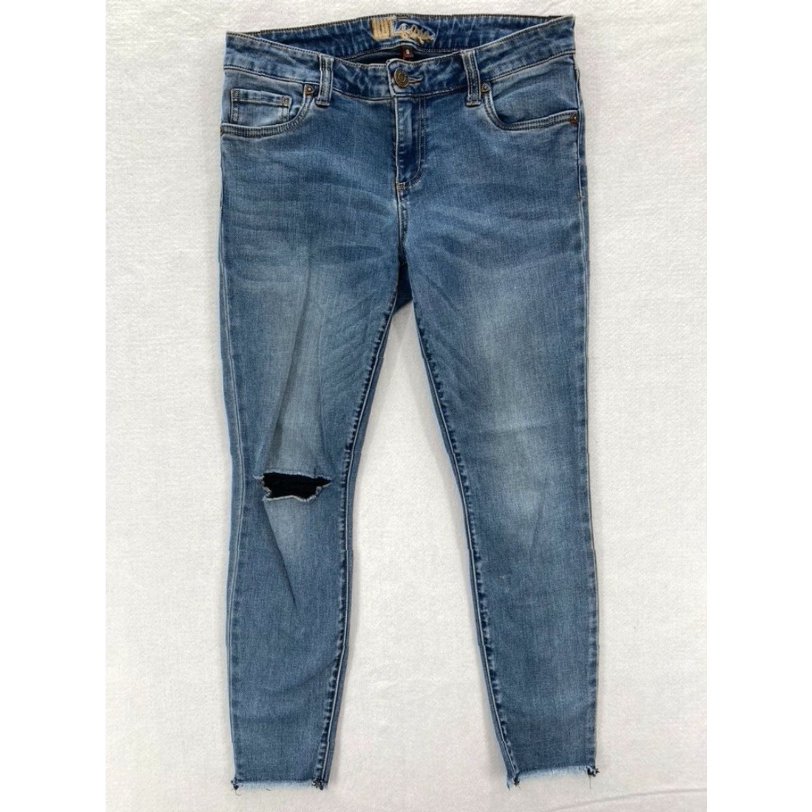 Vintage KUT from the Kloth Womens Size 8 Denim Skinny Jeans Distressed Medium Wash Blue Cotton Blend Stretch Jeans Womens 8 Size 30" / US 8 / IT 44 - 2 Thumbnail